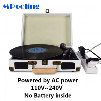 MPooling Portable Vinyl Record Player, Belt Drive 33/45/78 RPM Turntable, USB Recorder, AM/FM Radio, Aux-in, No Built-in Battery