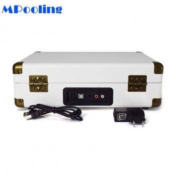MPooling Portable Vinyl Record Player, Belt Drive 33/45/78 RPM Turntable, USB Recorder, AM/FM Radio, Aux-in, No Built-in Battery