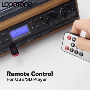LoopTone Vinyl LP Record Turntables Player Cassette Player AM FM Radio USB/SD Player W/ Remote Control Built-in Speaker Aux-in