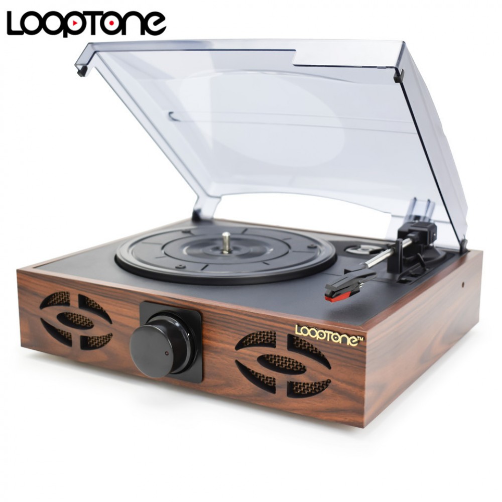 LoopTone 33/45/78 RPM Vintage Turntable Players For Vinyl LP Record Phono Player 2 Built-in Speakers Line-out AC110~130amp;220~240V