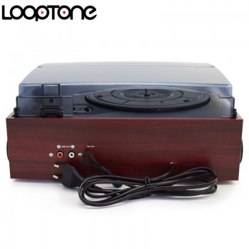 LoopTone Stereo Phono Players Turntable Vinyl LP Record Player With AM/FM Radio USB/SD Aux Cassette MP3 Recorder Headphone Jack