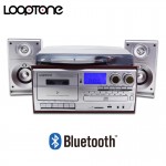 LoopTone Bluetooth Turntable Player 3 Speed Vinyl Record Player+Cassette Player+MP3 Player+CD Player+USB Recorder+AM/FM Radio