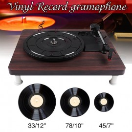 33 45 78 RPM LP Record Player Antique Gramophone Turntable Disc Vinyl Audio RCA R/L 3.5mm Output Out USB DC 5V Wood Color