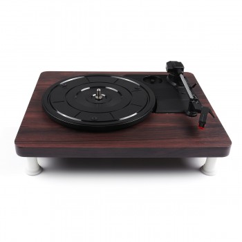 33 45 78 RPM LP Record Player Antique Gramophone Turntable Disc Vinyl Audio RCA R/L 3.5mm Output Out USB DC 5V Wood Color