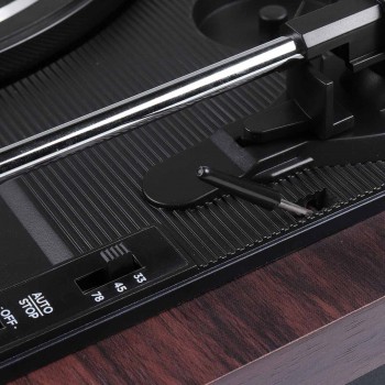 33 45 78 RPM LP Record Player Antique Gramophone Turntable Disc Vinyl Audio RCA R/L 3.5mm Output Out USB DC 5V Wood Color
