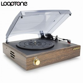 LoopTone Nostalgic Belt-Drive Turntable Vinyl LP Record Player W/ 2 Built-in Speakers 33/45/78RPM PC Link AC110~130Vamp;220~240V