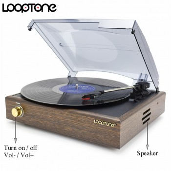 LoopTone Nostalgic Belt-Drive Turntable Vinyl LP Record Player W/ 2 Built-in Speakers 33/45/78RPM PC Link AC110~130Vamp;220~240V