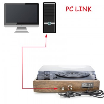 LoopTone Nostalgic Belt-Drive Turntable Vinyl LP Record Player W/ 2 Built-in Speakers 33/45/78RPM PC Link AC110~130Vamp;220~240V