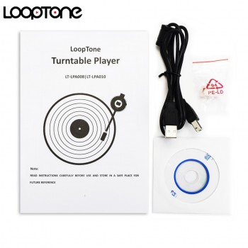 LoopTone Nostalgic Belt-Drive Turntable Vinyl LP Record Player W/ 2 Built-in Speakers 33/45/78RPM PC Link AC110~130Vamp;220~240V