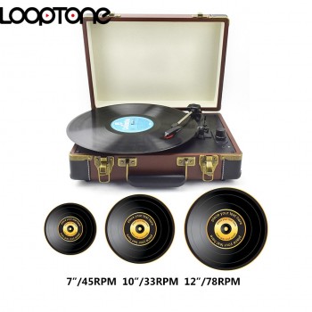 LoopTone Bluetooth Portable 33/45/78RPM Turntables Vinyl Record Phono Player Aux-in RCA Line-out Built-in Battery 110~240V