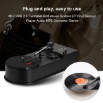 3.5mm LP Vinyl Record Player Mini USB 2.0 Turntable Belt-driven System Audio MP3 Convertor Stereo Two Audio Output Modes