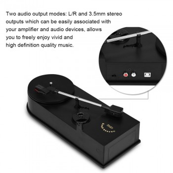3.5mm LP Vinyl Record Player Mini USB 2.0 Turntable Belt-driven System Audio MP3 Convertor Stereo Two Audio Output Modes