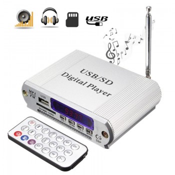 Mini MP3 USB SD Digital Player FM Radio Remote Control LED Display Headphone Digital Auto Car Power Amplifier with Remote