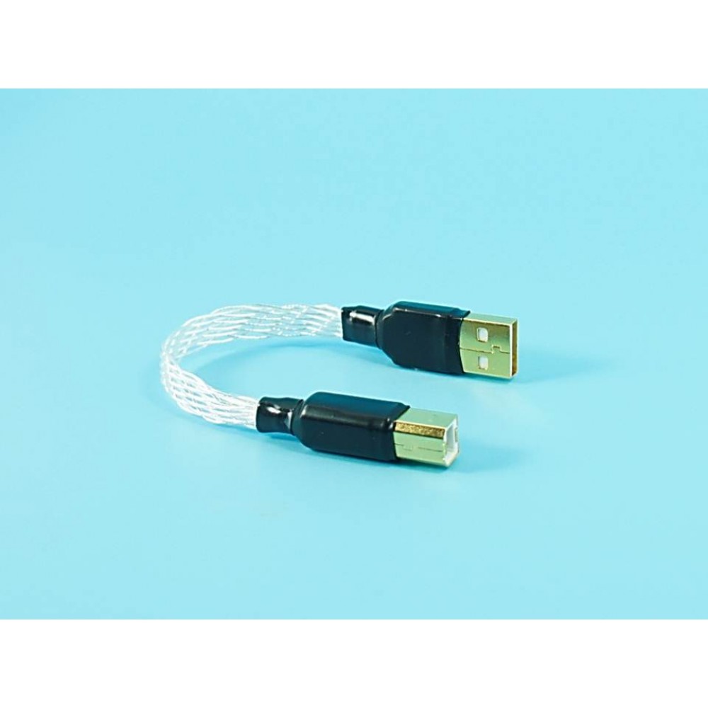 12CM USB 2.0 A-B Audiophile HiFi DAC Pure Silver Cable Data Cable