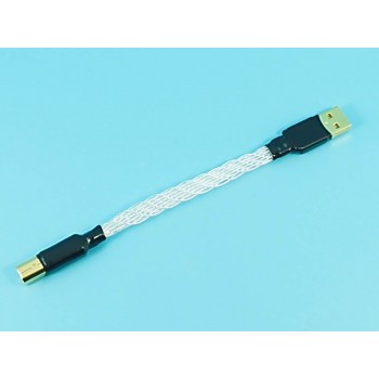 12CM USB 2.0 A-B Audiophile HiFi DAC Pure Silver Cable Data Cable