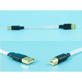 12CM USB 2.0 A-B Audiophile HiFi DAC Pure Silver Cable Data Cable