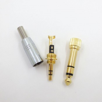 1Set Gold Stereo Audio Plug 6.35mm Male to 3.5mm Female Jack + 3.5 Male Stereo for 4mm Cable Connectors