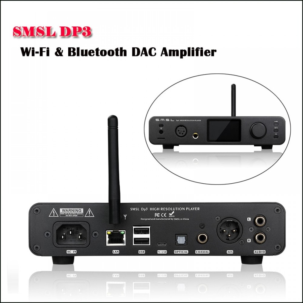 SMSL DP3 Desktop Balanced DAC Auido Amplifier ES9018Q2C USB DAC DSD Digital Player Hifi Amplifier Bluetooth Audio Amp