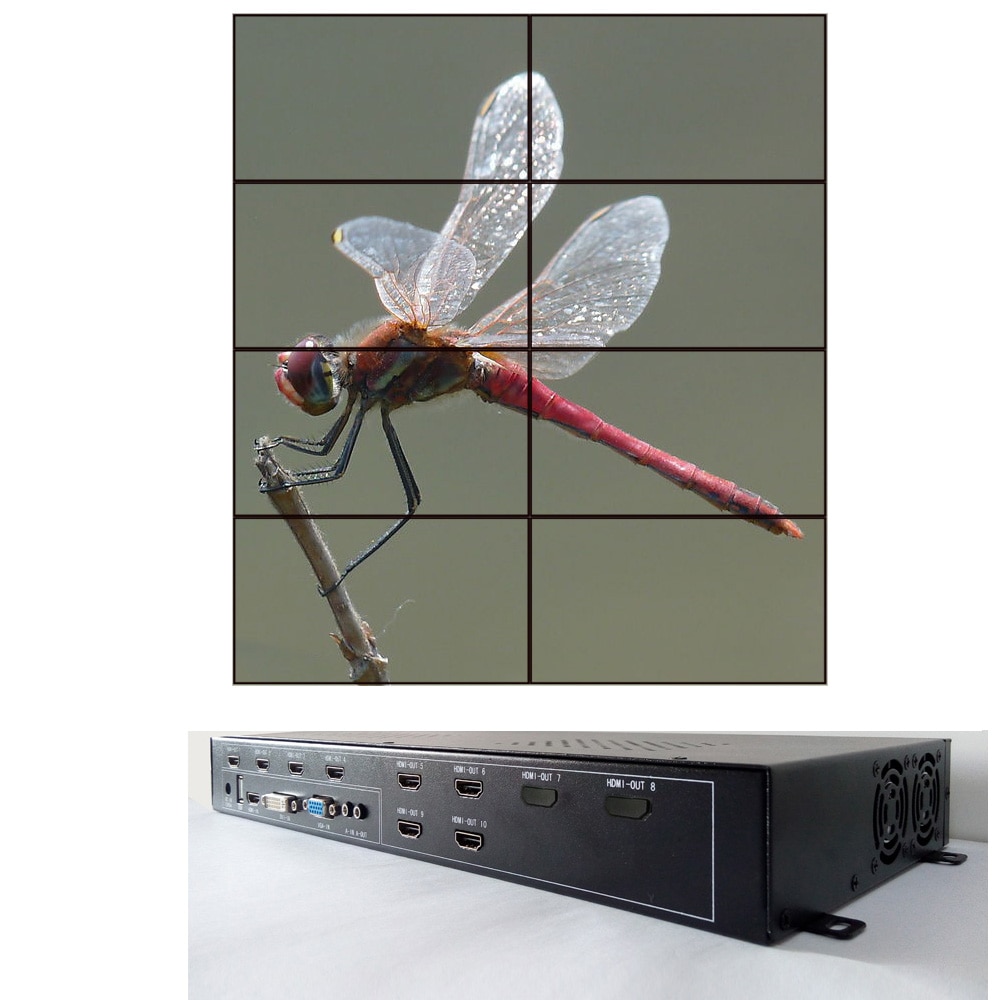 4x2 video wall processor for video wall displays hdmi dvi vga usb input hdmi output
