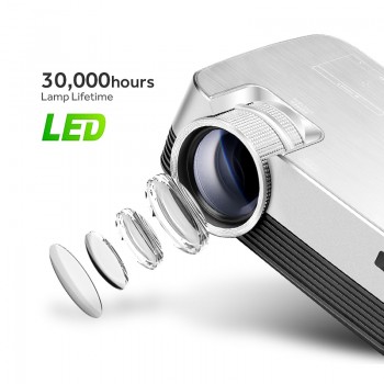 Brand AUN Q6. HD MINI Projector, 1280x720, Android Projector set in WIFI, Bluetooth. Video Beamer. 1080P, USB, HDMI out.