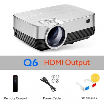 Brand AUN Q6. HD MINI Projector, 1280x720, Android Projector set in WIFI, Bluetooth. Video Beamer. 1080P, USB, HDMI out.