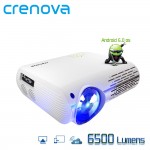 CRENOVA Highest Brightness  Android Projector 6500 Lumens Android 6.0 OS With WIFI Bluetooth HDMI VGA AV USB Video Projector