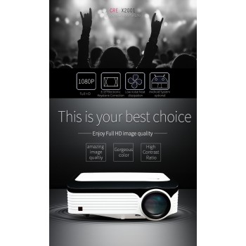 CRE  30000 Lumens Video Projector Full HD 1920*1080 Android Projector With WIFI Bluetooth Android  7.1 OS LED Beamer
