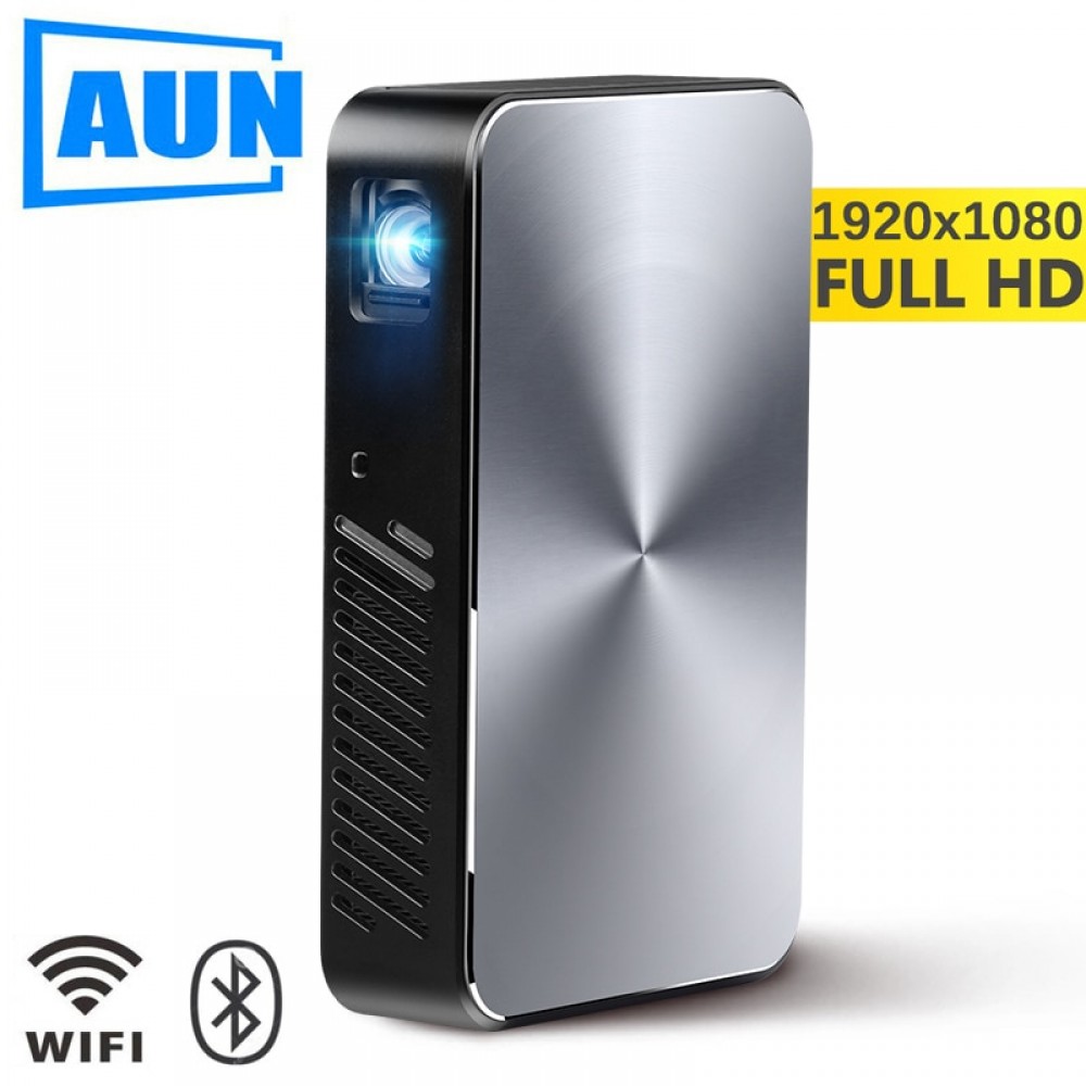 AUN Full HD Projector J10, 1920x1080P, Built in Android, WIFI, HDMI. 6000mAH Battery, Portable MINI Projector.1080P Home Theater