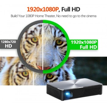 AUN Full HD Projector J10, 1920x1080P, Built in Android, WIFI, HDMI. 6000mAH Battery, Portable MINI Projector.1080P Home Theater