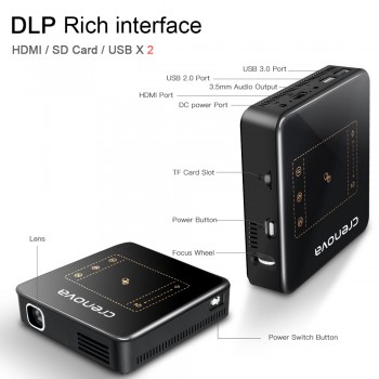 CRENOVA DLP Mini Projector With Android 7.1.2 OS WIFI Bluetooth Portable Projector For Full HD 1080P Home Theater Movie Beamer
