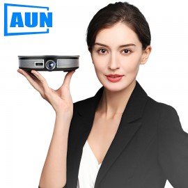 AUN 300 inch Projector,2G+16G, 12000mAH Battery, 1280x720P, D8S Android WIFI. Portable 3D LED MINI Projector. support 1080P 4K