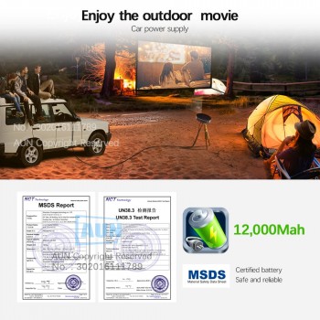 AUN 300 inch Projector,2G+16G, 12000mAH Battery, 1280x720P, D8S Android WIFI. Portable 3D LED MINI Projector. support 1080P 4K
