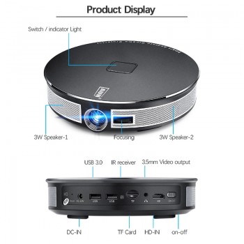 AUN 300 inch Projector,2G+16G, 12000mAH Battery, 1280x720P, D8S Android WIFI. Portable 3D LED MINI Projector. support 1080P 4K
