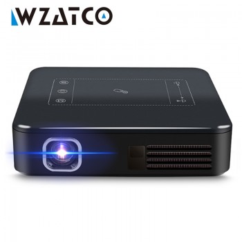 WZATCO D13 Android 7.1 Mini Pocket Projector 4K Smart Pico DLP Portable LED WIFI Built-in Battery Home Theater Beamer Proyector