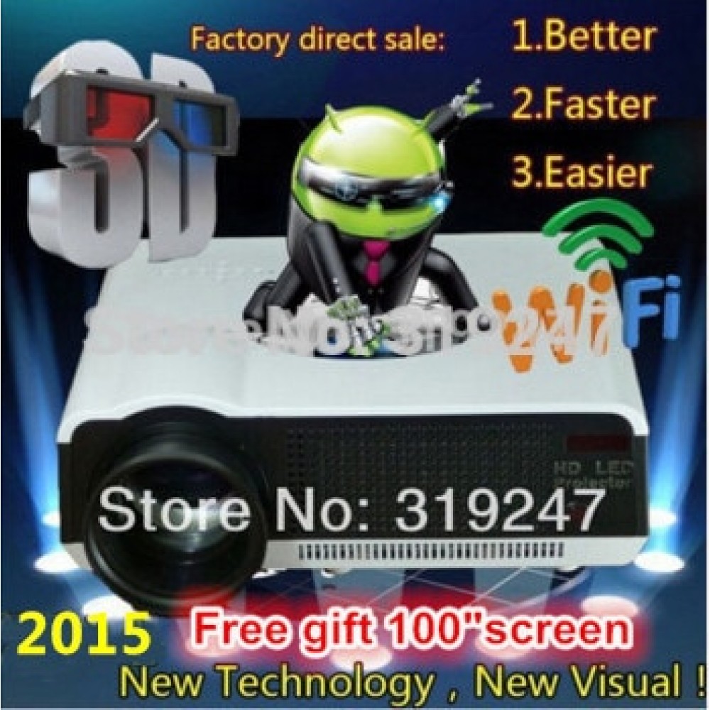 5500lumen Android4.4 HD LED Wifi Smart Projector 230W 3D home theater LCD Video Proyector TV Beamer with Bluetooth 4.0