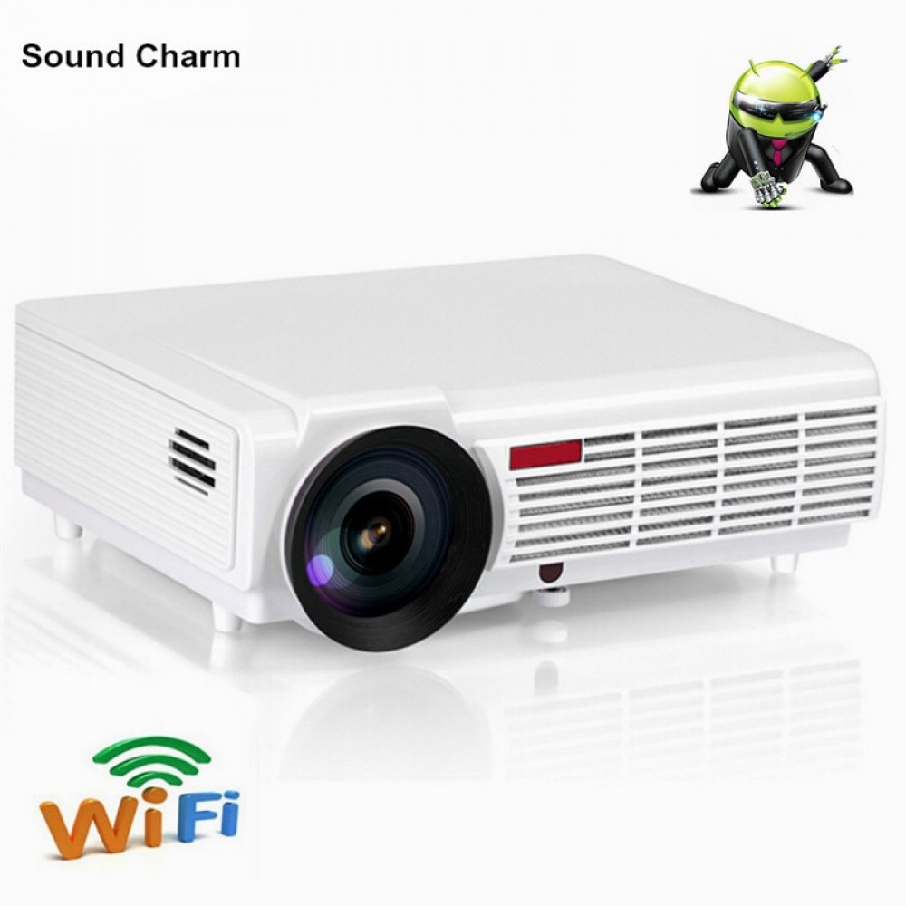 Drop shipping Brightest 5500Lumesn LED LCD home cinema Projector with built in Android 4.4 system TV 3D Full HD Projectors