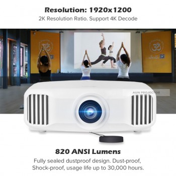 AUN 3LCD Projector Support 4K Decode 850ANSI Lumens, 2K Resolution 1920x1200, Built-in Android 5.1 WIFI Bluetooth. AKEY2x