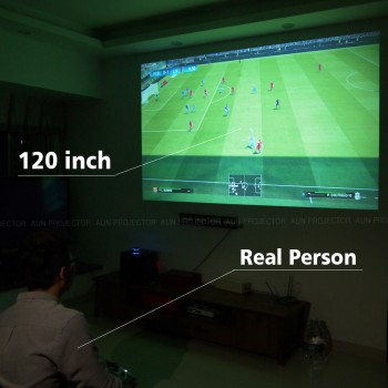 Brand AUN Projector T90.  3200 Lumen, 1280*768 Resolution (Optional Android Projector with Bluetooth WIFI, Support KODI AC3)