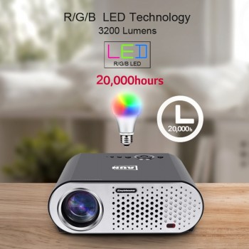 Brand AUN Projector T90.  3200 Lumen, 1280*768 Resolution (Optional Android Projector with Bluetooth WIFI, Support KODI AC3)