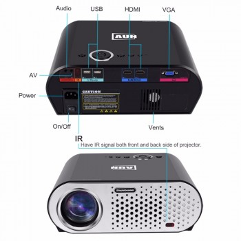 Brand AUN Projector T90.  3200 Lumen, 1280*768 Resolution (Optional Android Projector with Bluetooth WIFI, Support KODI AC3)