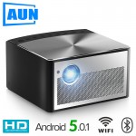 AUN Smart Projector H1, 1300 ANSI Lumens. Memory: 2G+16G. Build in Android, WIFI, HDMI. MINI LED Projector. 1080P Home Theater