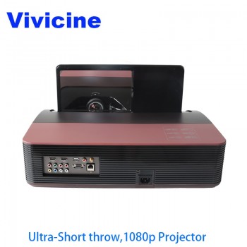 Vivicine 1080p Ultra Short Throw Projector,Android WIFI Portable Fisheye Lens Home Theater Multimedia Video Projectors TV Beamer