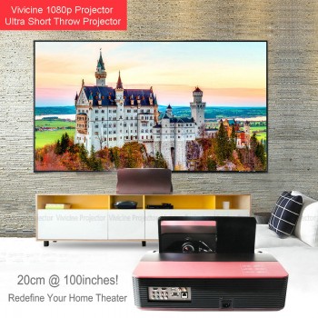 Vivicine 1080p Ultra Short Throw Projector,Android WIFI Portable Fisheye Lens Home Theater Multimedia Video Projectors TV Beamer