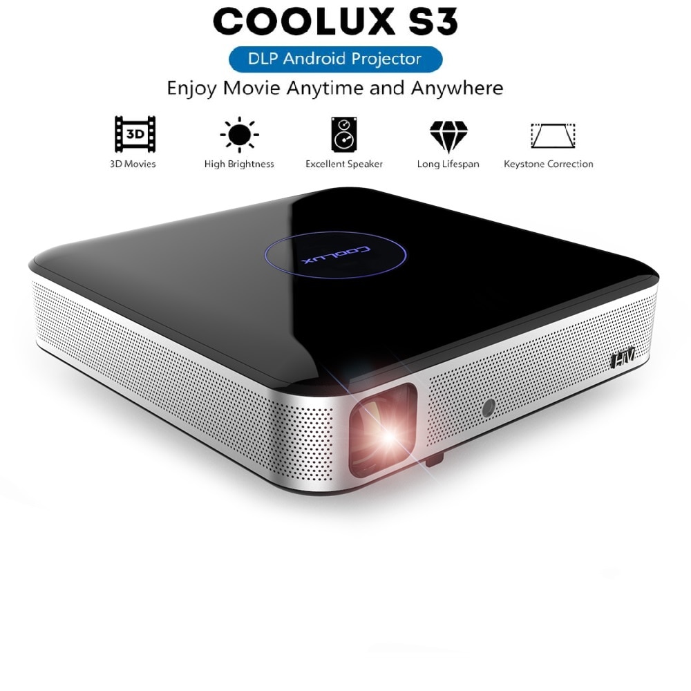 COOLUX S3 DLP Projector 3D Bluetooth 1100 ANSI 1280 x 800P Support 4K 2.4 / 5GHz WiFi Bluetooth 4.0 Home Theater Player