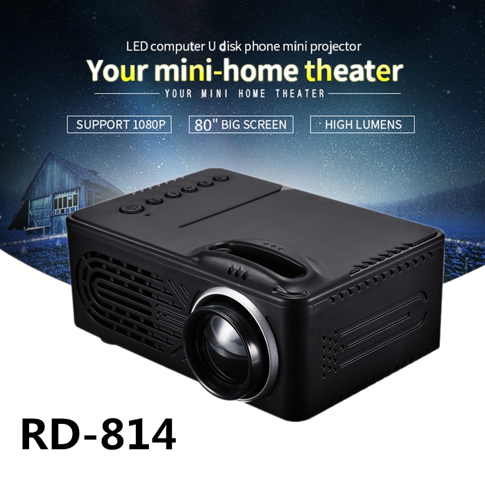 RD-814 LED Mini Projector Projector 320 x 240 Portable Projector 1080P for Photo Music Movie Home Theater Proyector PK YG300
