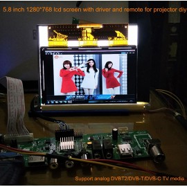 5.8 inch 1280*768 lcd screen CO58GWW10 with 5 in 1 driver board support analog DVBT2/DVB-T/DVB-C TV media DIY projector 16:9
