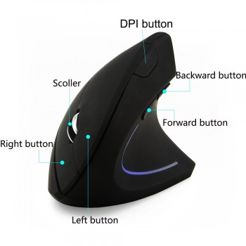 Vivicine Wireless Mouse Ergonomic Optical 2.4G 800/1200/1600DPI  Vertical Wireless Mouse Projector Accessories