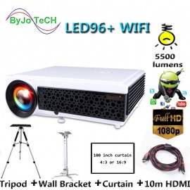 Poner Saund LED96+ WIFI Full HD Projector Android 6.0 Wireless Multi-screen interactive 10m HDMI Wall Bracket Tripod Vs led96