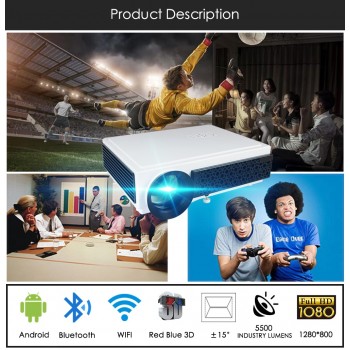 Poner Saund LED96+ WIFI Full HD Projector Android 6.0 Wireless Multi-screen interactive 10m HDMI Wall Bracket Tripod Vs led96
