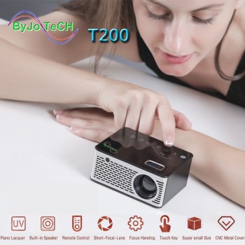2018 NEW T200 LED Portable Pocket Projector 1920*1080 Support AV TF Card USB HDMI 5V-2A Power in Piano lacquer Touch button